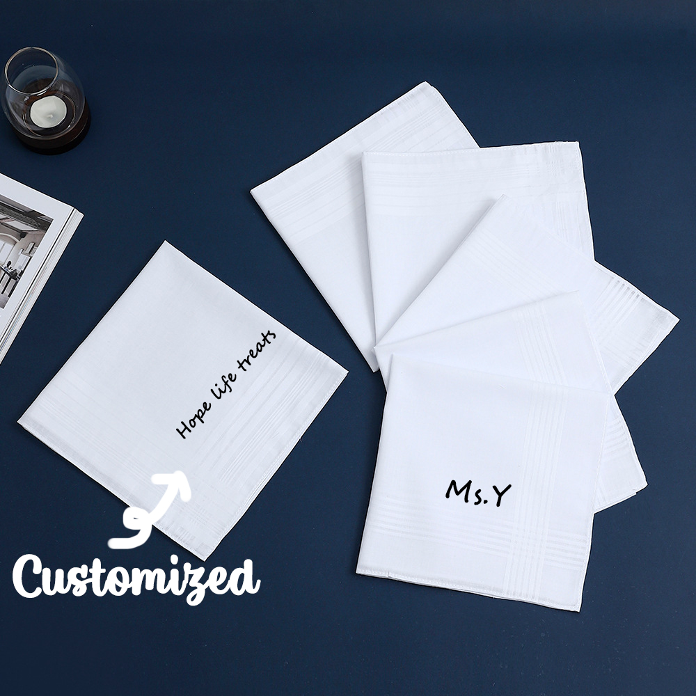 Men'S Grooming Gifts - Personalized Custom Text Cotton Handkerchief Custom