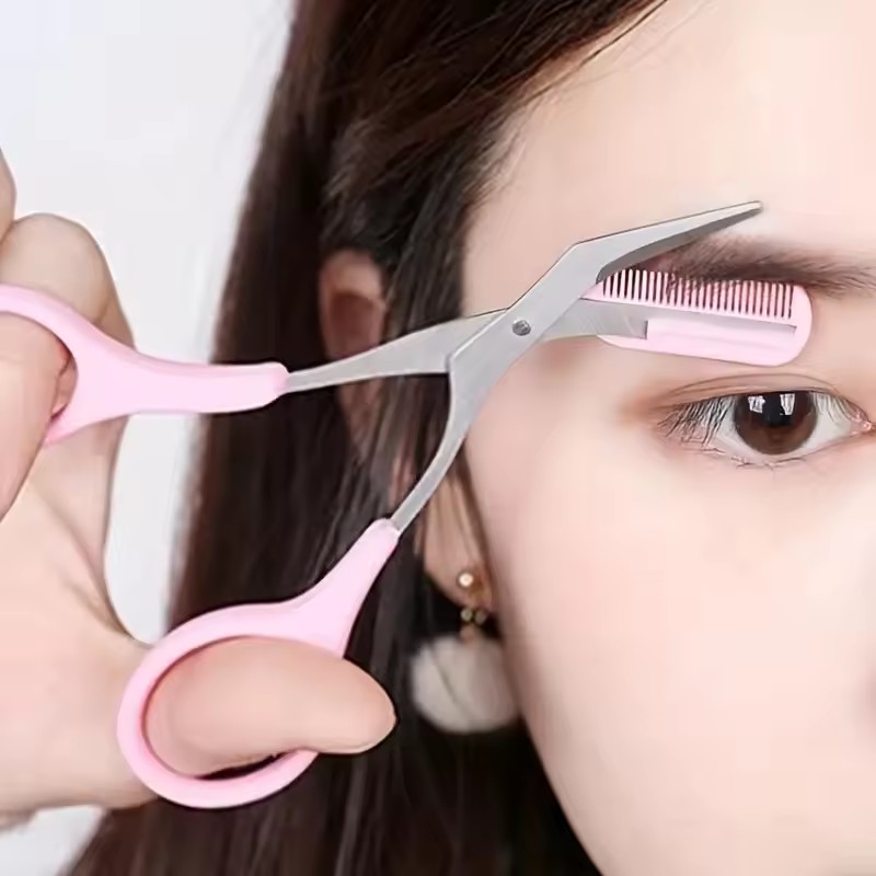 Eyebrow Razor Trimmer - Safe Eyebrow Scissors with Comb Stainless
