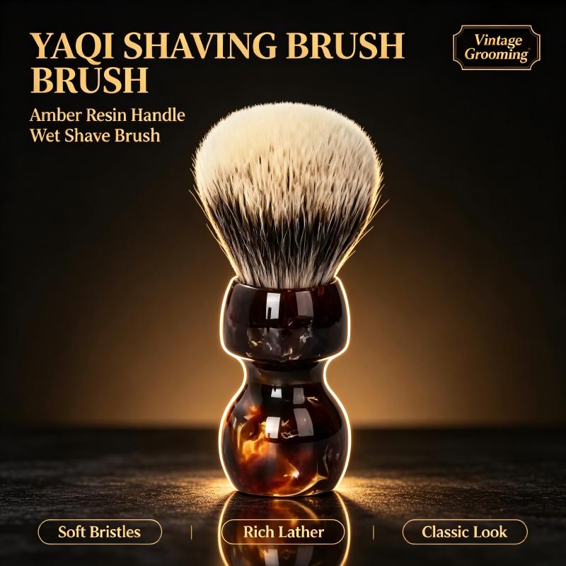 Men Grooming Hygiene - YAQI Premium Shaving Brush Vintage Amber