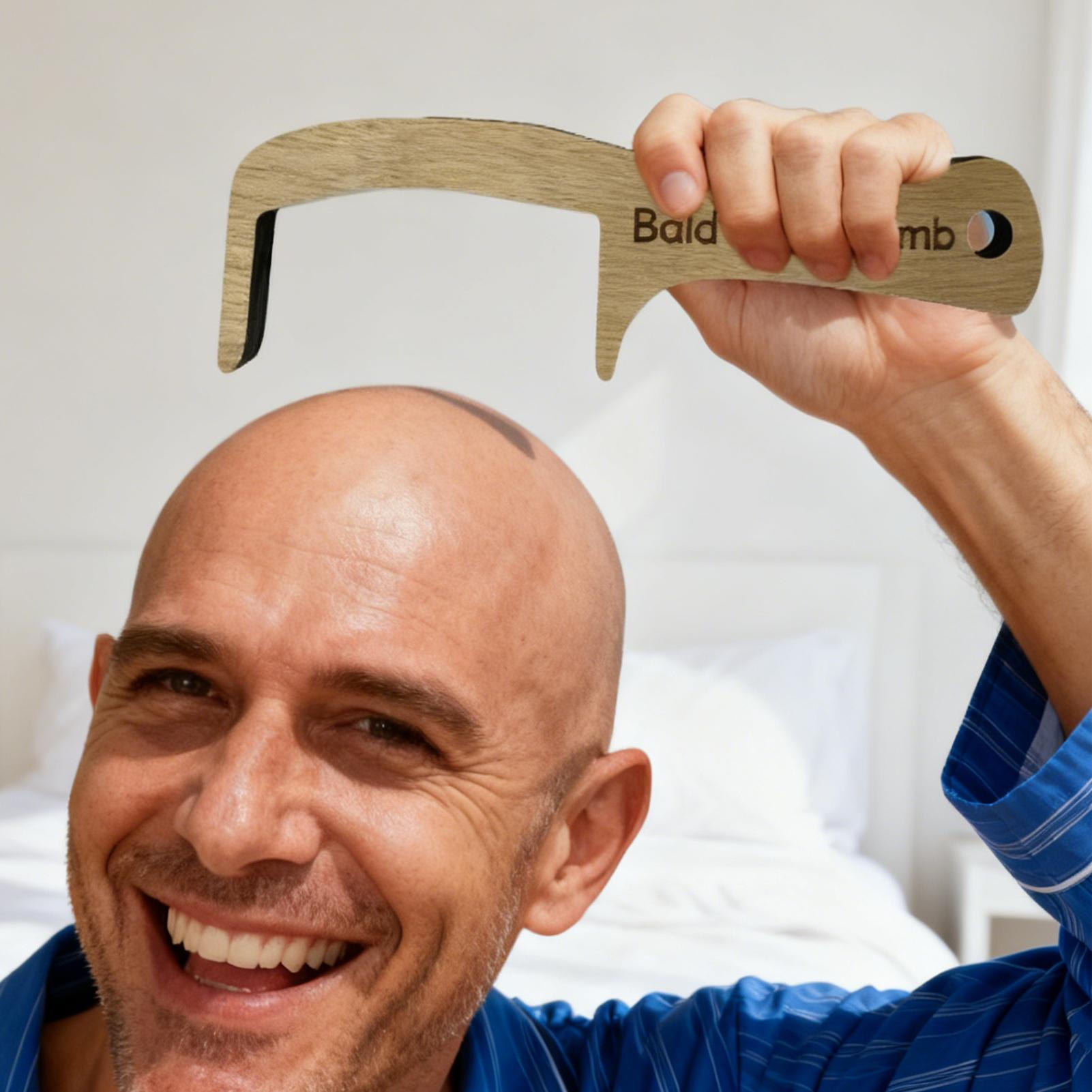 Wooden Bald Man Toothless Comb - Men'S Grooming Gifts ulasan dan harga