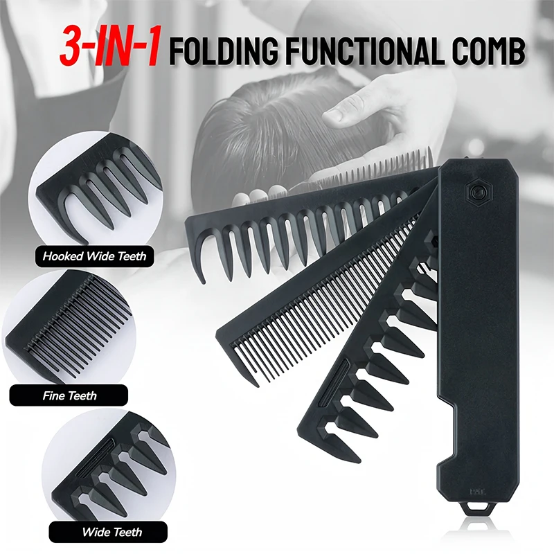 3-in-1 Folding Beard Comb for  - Men Grooming Hygiene ulasan dan harga