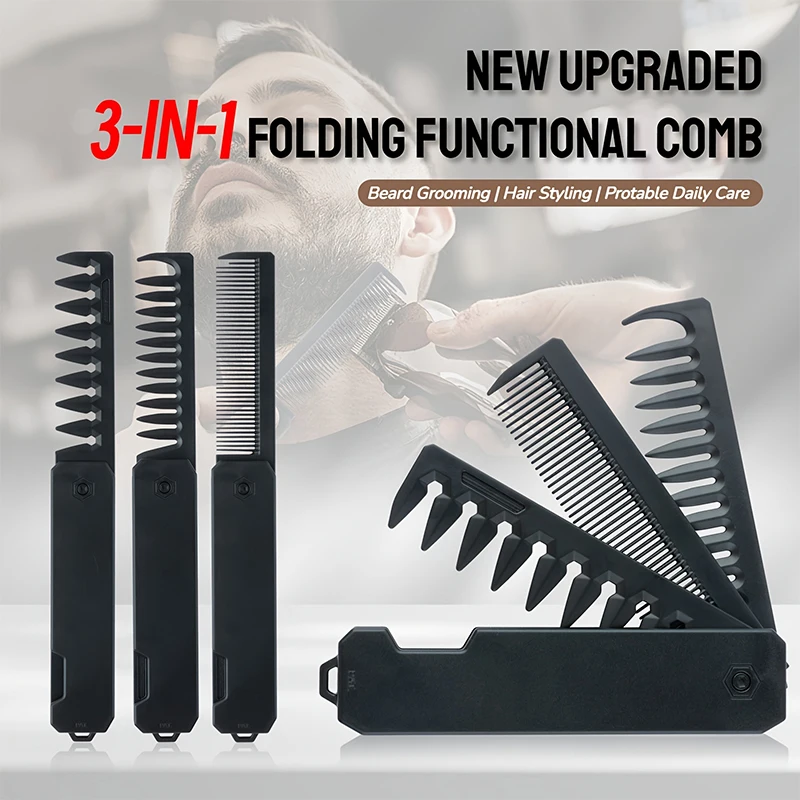 3-in-1 Folding Beard Comb for  - Men Grooming Hygiene ulasan dan harga