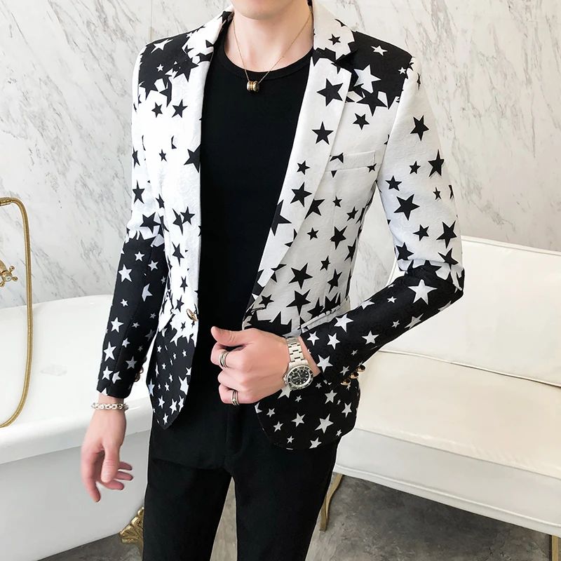 Star Print Slim Fit Blazers 20 - Mens Grooming Brand ulasan dan harga