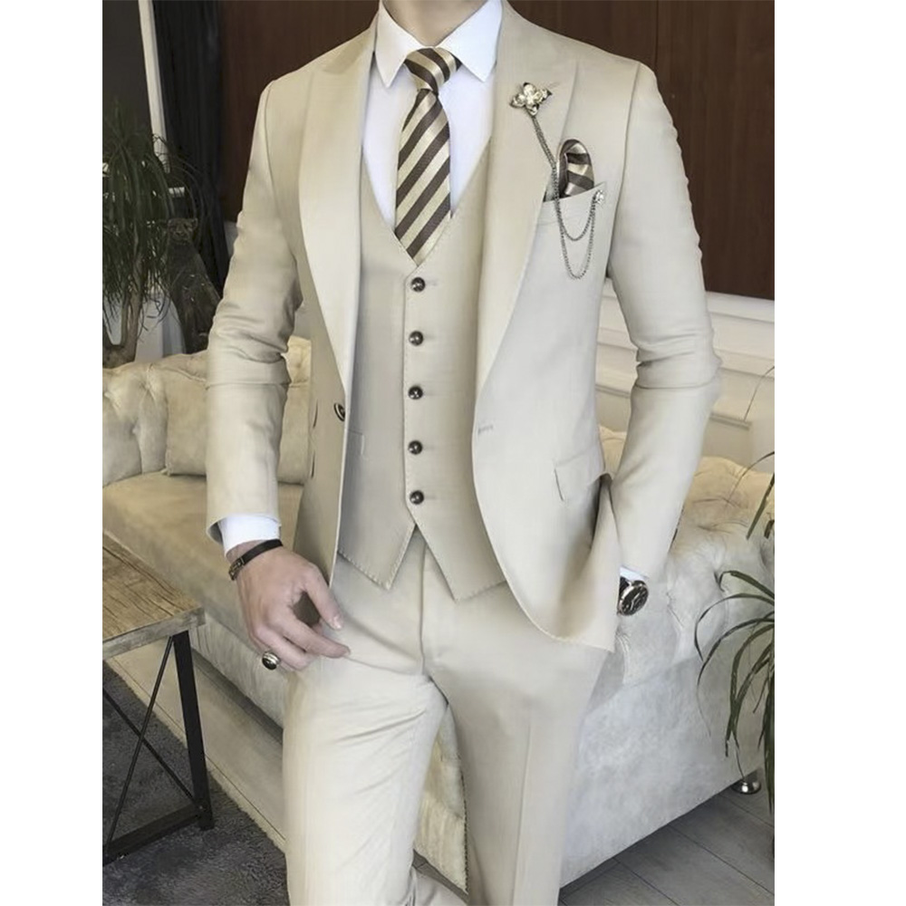 Beige Full Men Suit Set Weddin - Mens Grooming Brand ulasan dan harga